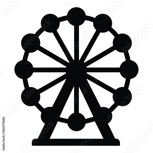Silhouette illustration of a majestic Ferris wheel against a pristine white background