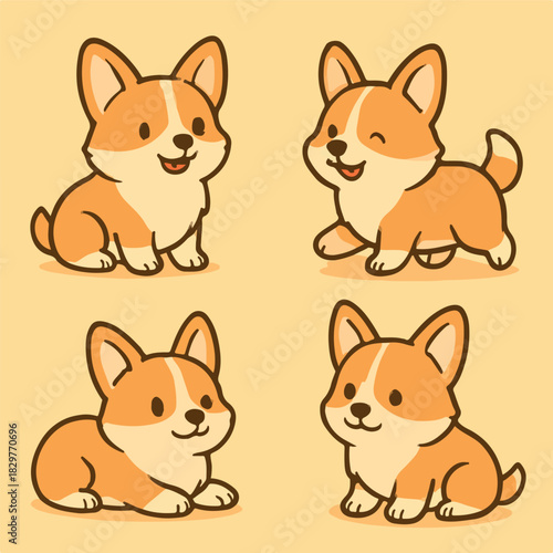 Kawaii Corgi Dogs Cliparts