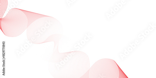 Abstract colorful wavy stripes on white background isolated, minimalistic geometric background with red gradient wavy lines form spiral ribbon. Graphic design template banner, vector illustrator.