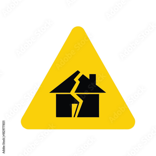 Structural damage warning icon: broken house risk Vector