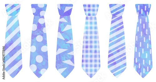 模様の入ったネクタイのイラストセット 紫色 ベクター素材
