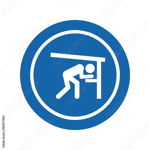Emergency safety icon: drop, cover, hold on   protection sign Vector