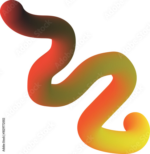 Abstract wavy 3d rendered gradient tube shape isolated on white background.