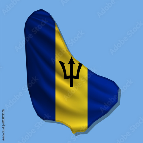 Vector flag Barbados in the form of a map