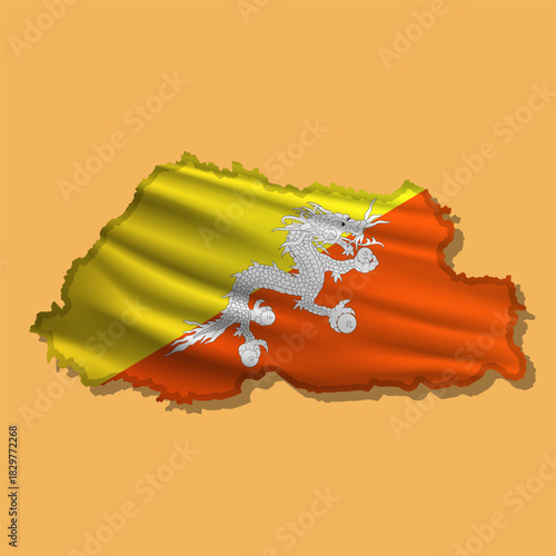 Vector flag Bhutan in the form of a map