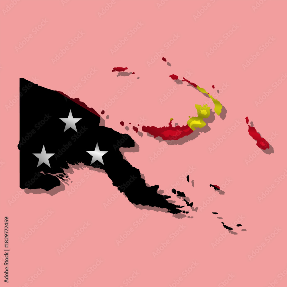 Fototapeta premium Vector flag Papua New Guinea in the form of a map