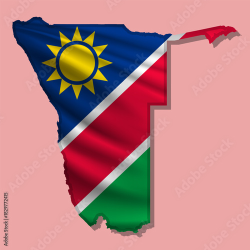 Vector flag Namibia in the form of a map