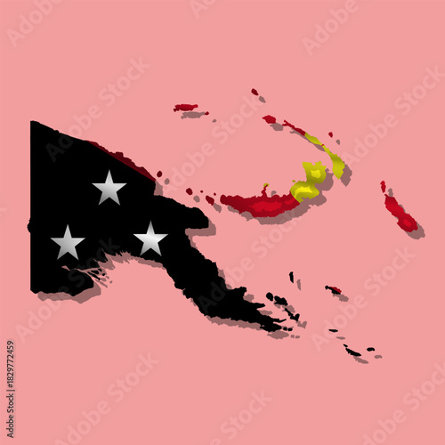 Vector flag Papua New Guinea in the form of a map