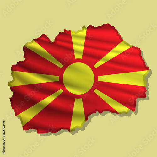 Vector flag North Macedonia in the form of a map