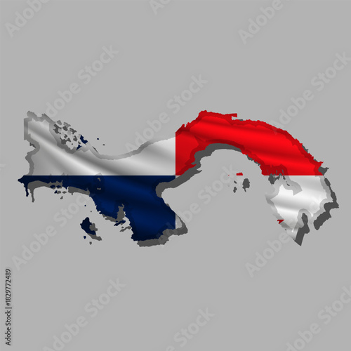 Vector flag Panama in the form of a map