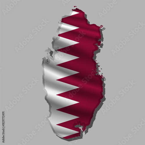 Vector flag Qatar in the form of a map