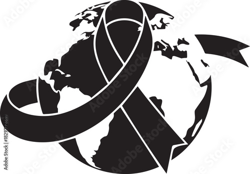 World aids day awareness ribbon wrapped around planet earth symbol global health campaign