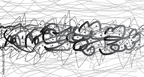 Abstract Monochromatic Energetic Calligraphy Scribble