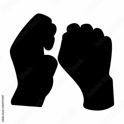 Black silhouette of two fists clashing together, representing conflict or challenge
