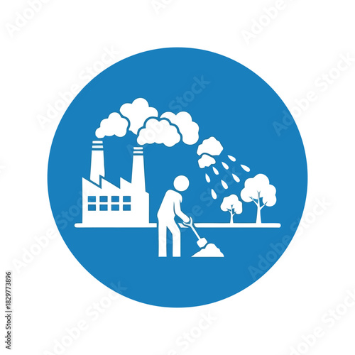 Sustainable industry: pollution cleanup, reforestation & ecology icon Vector