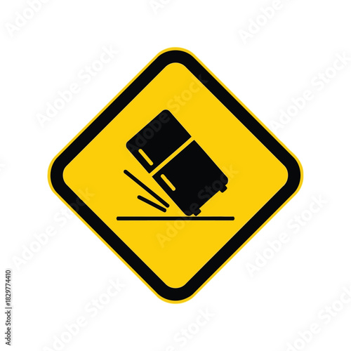 Falling object hazard warning sign   appliance tip over risk Vector