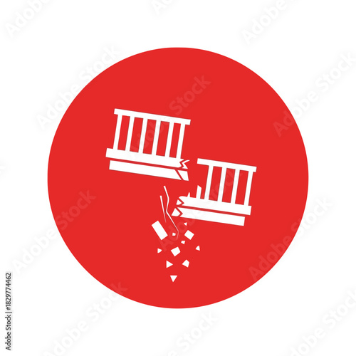 Structural failure warning icon   broken bridge and collapse symbol Vector