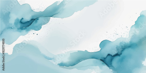 Abstract blue water splash texture background with summer ocean waves and sky clouds