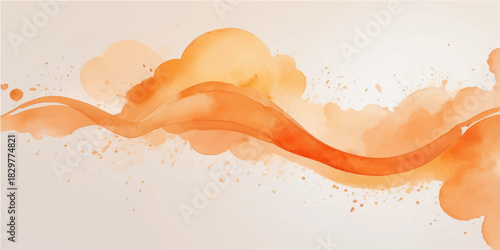 Abstract orange watercolor background with fresh fruit splashes and a close-up healthy body drop