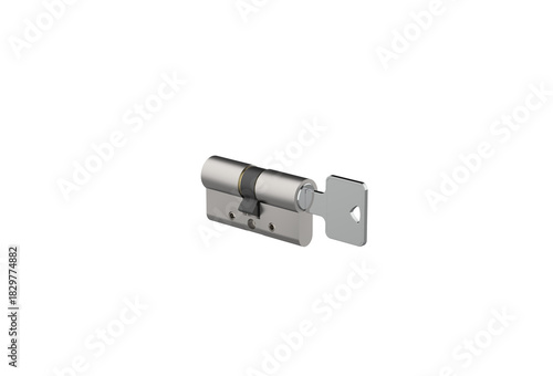 Door lock cylinder on white background