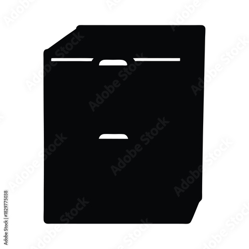 Black silhouette of a two drawer filing cabinet for office organization
