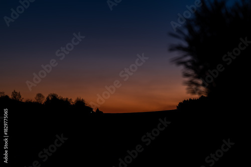 Frosty sunrise view in autumn morning near Vlachovo Brezi CZ