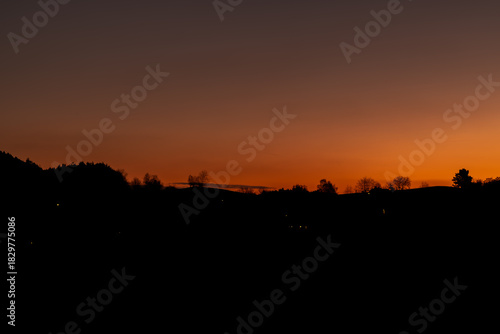 Frosty sunrise view in autumn morning near Vlachovo Brezi CZ