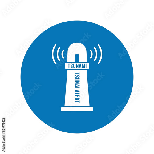Tsunami warning icon: emergency preparedness & safety Vector