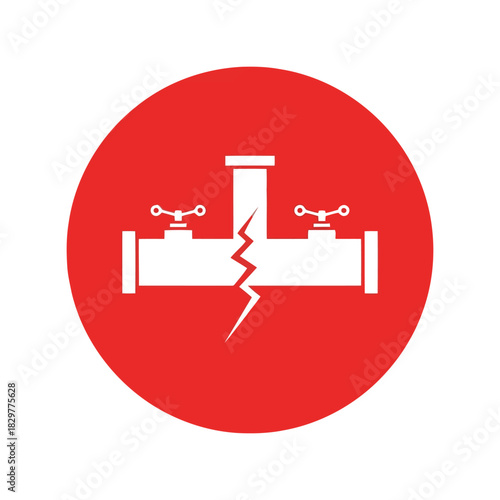 Broken water pipe icon   plumbing leakage & damage vector Vector