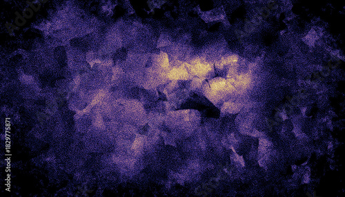 Abstract grainy background with purple and yellow gradient and noise texture