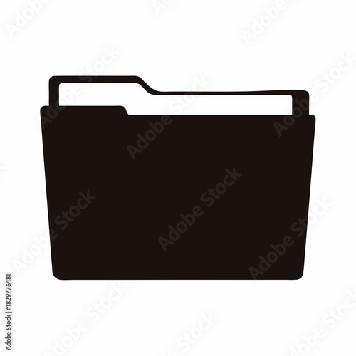 Simple black vector file folder illustration in modern minimalist style