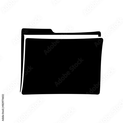 Solid Black Folder Icon for Document Management and Computer Files