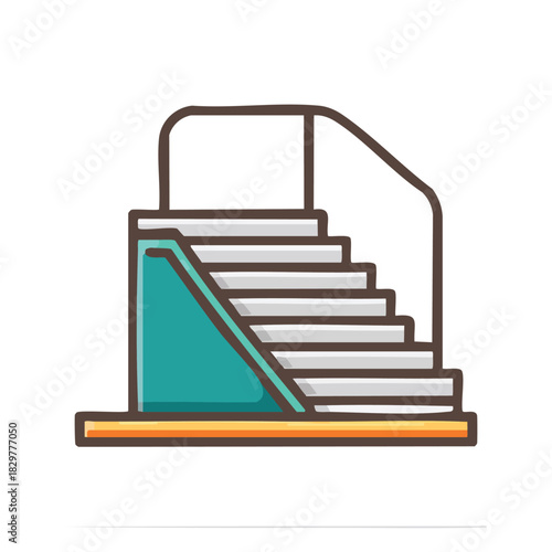 Outline icon of a wheelchair ramp symbol, accessibility, pixel perfect, 64x64