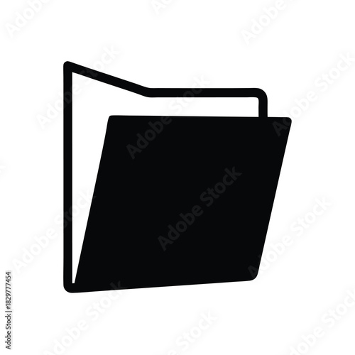 Simple black and white computer file folder icon for organization