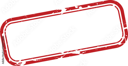 Angled red grunge rounded rectangle stamp frame ready for custom text and official document markings