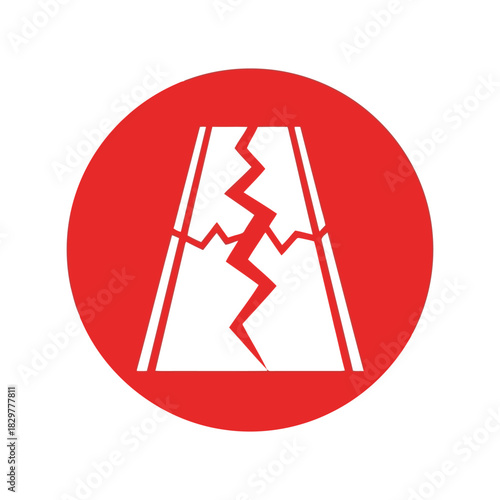 Volcano eruption warning icon with lightning crack symbol Vector