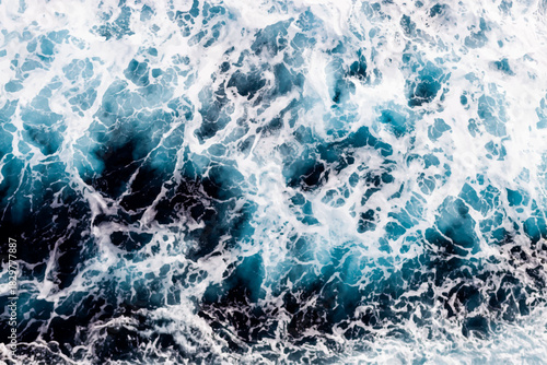 Ocean water texture. Top view of elegant water with foam. Can be used in covers, packaging, posters, textures, presentations, art and design projects. Stylish vector illustration.