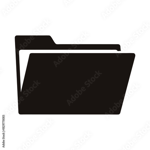 Simple black and white depiction of an opened computer folder icon