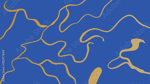 Gold luxury kintsugi crack poster. Japanese art of repairing broken pottery. Vector illustration horizontal backdrop poster background with intertwine graceful veins. gold broken seams