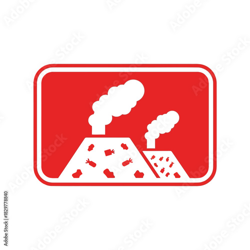 Waste incineration plant icon: industrial environmental pollution Vector