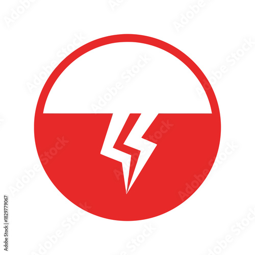 Red circle lightning bolt icon   energy power speed symbol Vector
