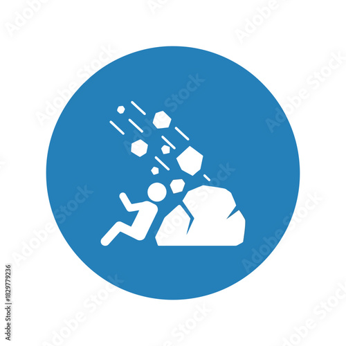 Rockfall landslide hazard warning sign vector icon Vector