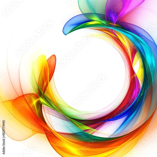 A vibrant, colorful abstract design featuring swirling patterns of bold hues like red, blue, yellow, and green, creating a dynamic visual experience.