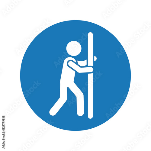 Blue circular handrail support safety icon vector Vector