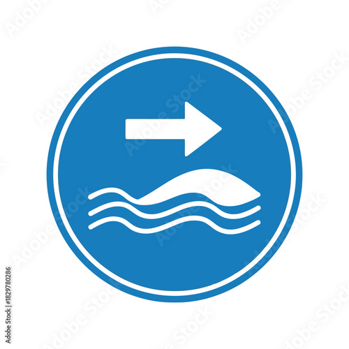 Marine water flow direction sign   right arrow navigation symbol Vector