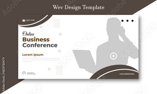 Online business conference web banner design template
