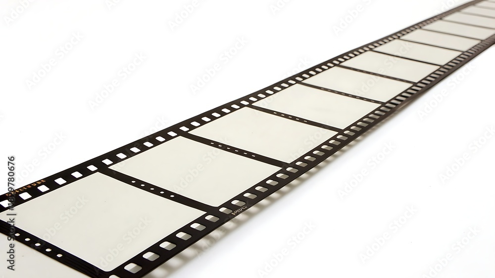 Fototapeta premium Long 35mm filmstrip or border with empty frames With shadow. AI GENERATED.