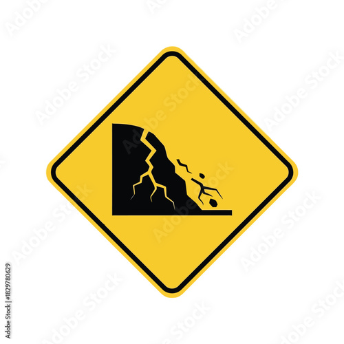 Falling rocks danger warning sign vector icon   road safety Vector
