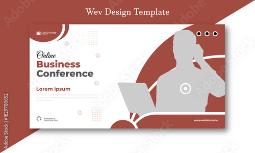 Online business conference web banner design template