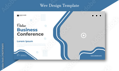 Online business conference web banner design template